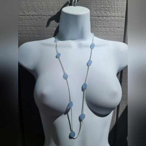 Chalcedony & sterling 13/26" station necklace - Picture 6 of 8